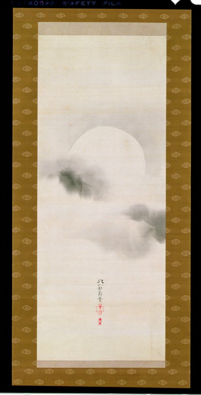 Az őszi holdat ábrázoló függőtekercs, a Három évszak triptichonjából, japán, 19. század eleje alkotó: Sakai Hoitsu