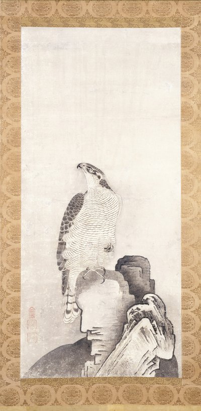 Hawk On A Rock (tinta papíron) alkotó: Sakai Oho