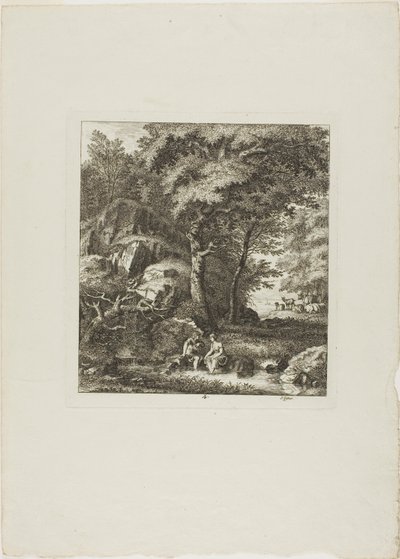 Pár ül egy tisztáson alkotó: Salomon Gessner