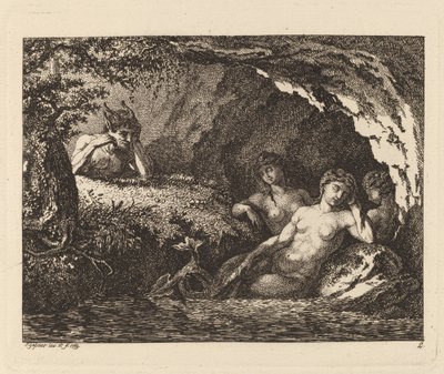 Három alvó szellem egy szatírral, 1769. alkotó: Salomon Gessner