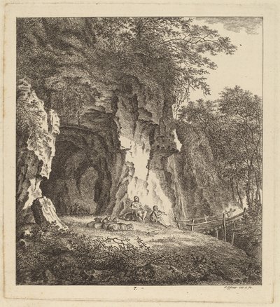 Két pásztor egy sziklás tájon, 1764. alkotó: Salomon Gessner