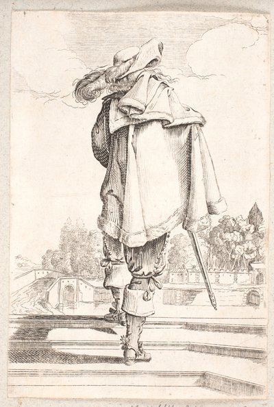 Férfi hátulról séta három lépcsőfokon alkotó: Salomon Savery
