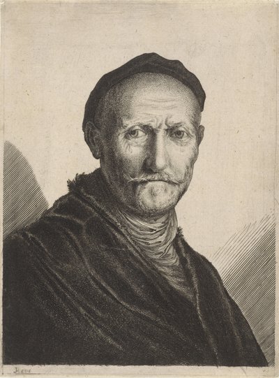Portréja egy idős férfi svájcisapkával a fején alkotó: Salomon Savery