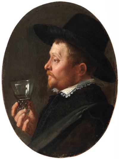""Ember portréja, aki egy Roemer-üveget tart"" (Man Holding A Roemer) Salomon de Bray (1597-1664) Olaj, réz festménye alkotó: Salomon de Bray