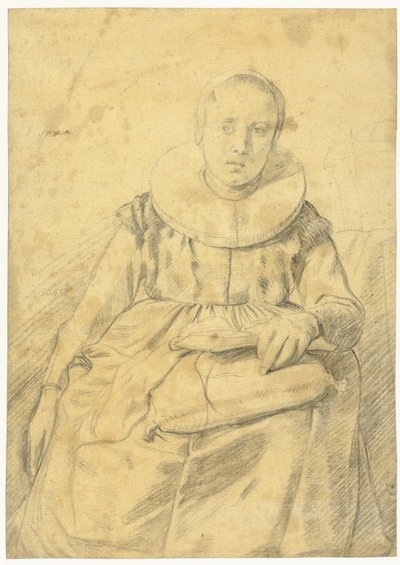 Merev fodros ülő nő portréja alkotó: Salomon de Bray