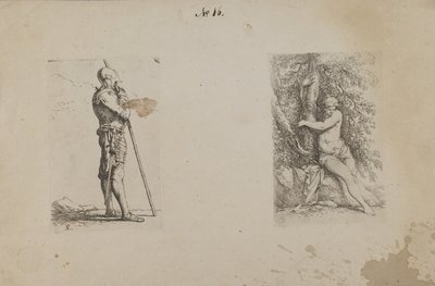 (Figurasorozat) Páncélozott ember, kezében lándzsával alkotó: Salvator Rosa