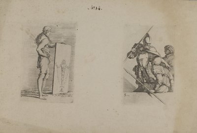 (figura sorozat) Hosszú hajú férfi, aki táblát tart alkotó: Salvator Rosa