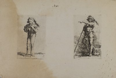 (Figurasorozat) Öregember tollas kalappal, pihenő kezekkel alkotó: Salvator Rosa