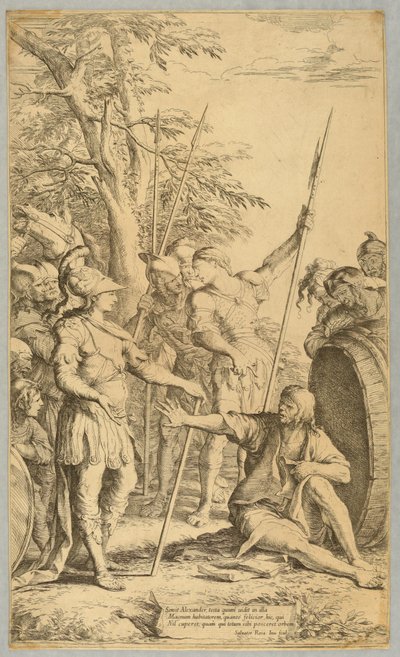 Sándor meglátogatja Diogenészt alkotó: Salvator Rosa