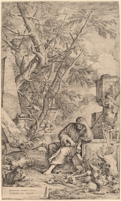 Démokritosz a meditációban alkotó: Salvator Rosa