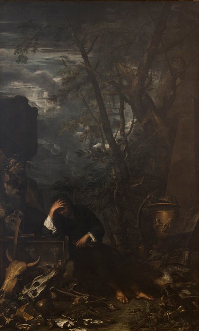 Demokritus a meditációban alkotó: Salvator Rosa