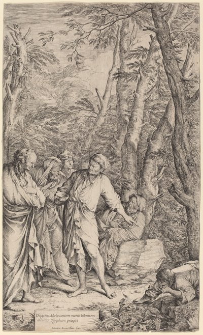Diogenes eldobja a tálját alkotó: Salvator Rosa