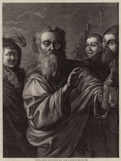 Diogenes becsületes embert keres alkotó: Salvator Rosa
