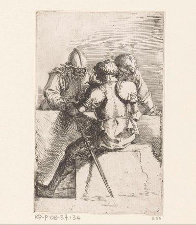 három katona Kis figurák (sorozat címe) ábra (sorozat címe) alkotó: Salvator Rosa