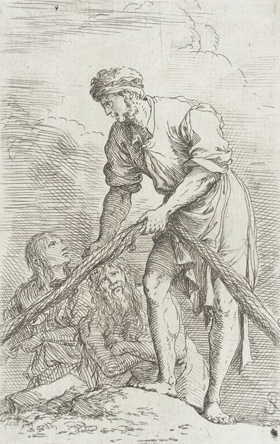 Szobrocska: Hálót húzó férfi alkotó: Salvator Rosa