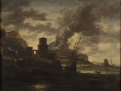 Kikötői jelenet alkotó: Salvator Rosa
