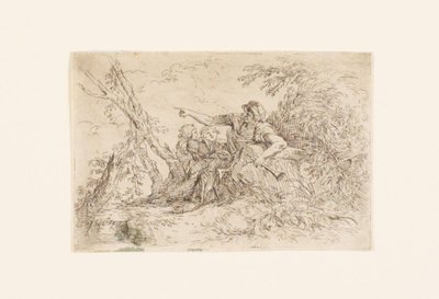 Pásztor és két gyerek egy tájban alkotó: Salvator Rosa