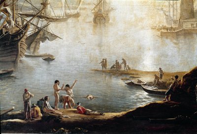 A kikötő kikötője, részlet (olaj, vászon alkotó: Salvator Rosa