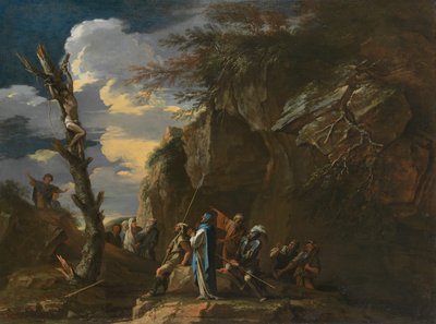Polikratész keresztre feszítése, c. 1664. alkotó: Salvator Rosa