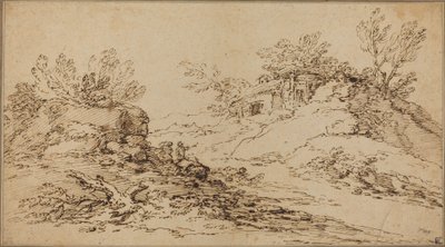 Sziklás táj rusztikus házzal alkotó: Salvator Rosa