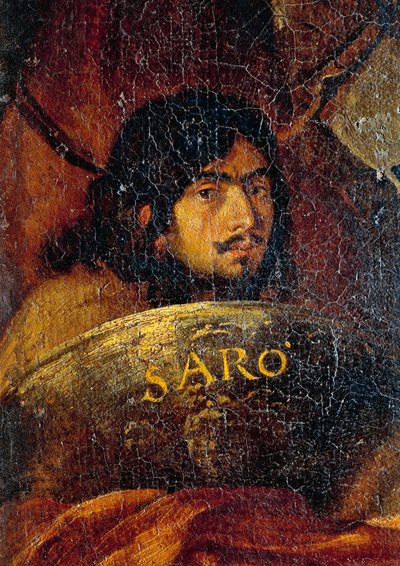 A festő önarcképe, részlet a keresztények és törökök csatájából, Salvator Rosa (1613-1673), olaj, vászon, 234x350 cm alkotó: Salvator Rosa