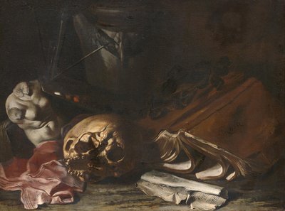 Vanitas-csendélet alkotó: Salvator Rosa