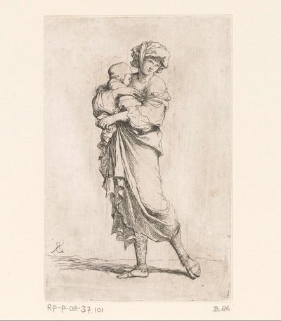 Nő egy gyerekkel Kis figurák (sorozat címe) Figura (sorozat címe) alkotó: Salvator Rosa