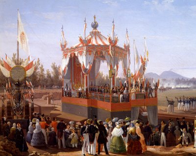 I. Ferenc és Maria Isabella hivatalos ceremónián vesz részt a Nápolyi Arzenálban, Salvatore Fergola (1799-1874), Detail, Olaszország alkotó: Salvatore Fergola