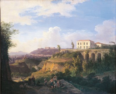 Olaszország, Nápoly, kilátás a Villa Ruffo tanyára, Capodimonte-ban alkotó: Salvatore Fergola