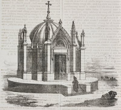 Szent Lajos-kápolna Tuniszban, Tunéziában, Salvatore Puglia litográfiája a Poliorama Pittoresco-ból, n. 38, április 27. alkotó: Salvatore Puglia