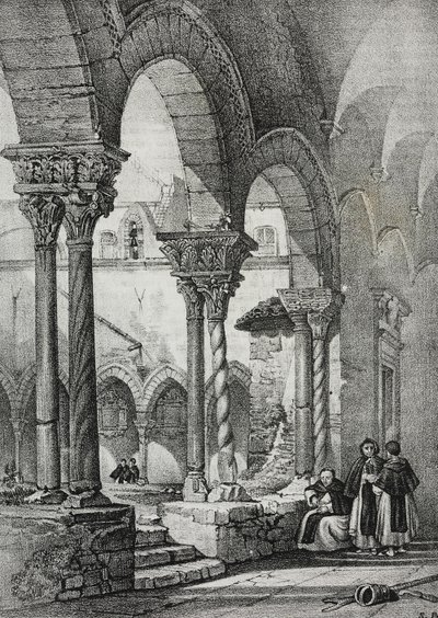 Szent Domonkos templom kolostora, Palermo, Salvatore Puglia litográfiája a Poliorama Pittoresco-ból, n. 11, október 23. alkotó: Salvatore Puglia