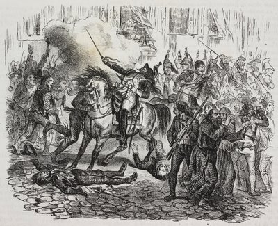 Madridi felkelés, Salvatore Puglia litográfiája Napóleon történetéből, Cesare Malpica (1804-1848) a Poliorama Pittoresco-ból, 47. szám, július 1. alkotó: Salvatore Puglia