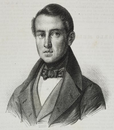 Carlo Mele (1792-1841) portréja, Salvatore Puglia litográfiája a Poliorama Pittorescoból, november 20., 15. alkotó: Salvatore Puglia
