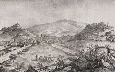 Athén, Görögország, Salvatore Puglia litográfiája a Poliorama Pittorescoból, n 1, augusztus 13. alkotó: Salvatore Puglia