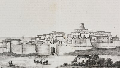 Crotone, Calabria, Olaszország, Salvatore Puglia litográfiája a Poliorama Pittorescoból, n 12, október 26. alkotó: Salvatore Puglia