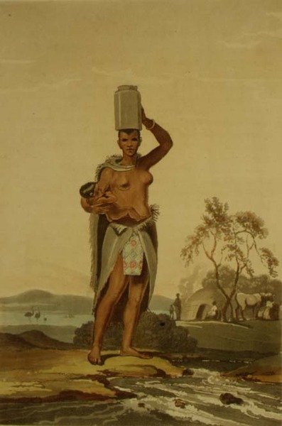 Egy afrikai nő, John Barrow (1764-1848) „A Voyage to Cochinchina” című művének 17. táblája, Thomas Medland (1755-1823) metszete, 1806 (akvatinta) alkotó: Samuel (after) Daniell