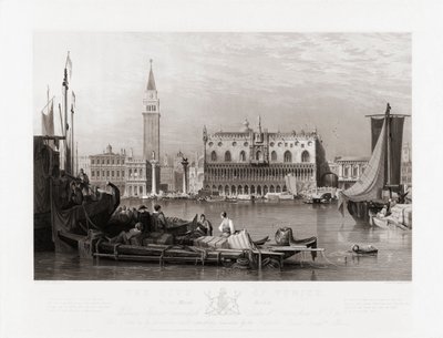 Dózse palota és a Szent Márk tér, Velence alkotó: Samuel (after) Prout