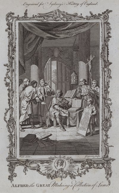 Nagy Alfréd törvénygyűjteményt készít (metszet) alkotó: Samuel (after) Wale