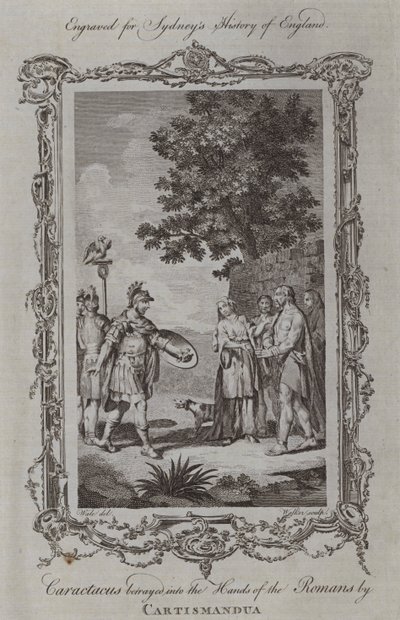 Caractacust a rómaiak kezébe adta Cartismandua (metszet) alkotó: Samuel (after) Wale
