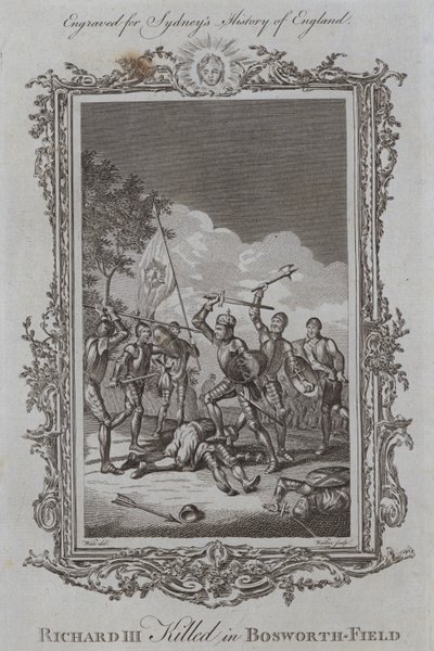 III. Richardot megölték Bosworth-Fieldben (metszet) alkotó: Samuel (after) Wale