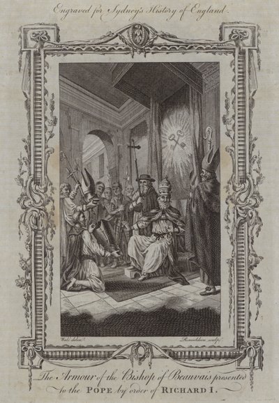 Beauvai püspök páncélját I. Richárd parancsára a pápának ajándékozták (metszet) alkotó: Samuel (after) Wale