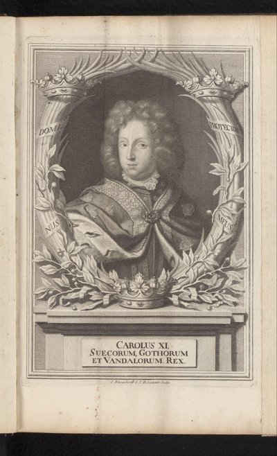 Portré van Karel XI van Zweden XI. Károly, a svéd gótok és vandálok királya (cím a tárgyon) Svédország ókori és modern (sorozat címe) alkotó: Samuel Blesendorf