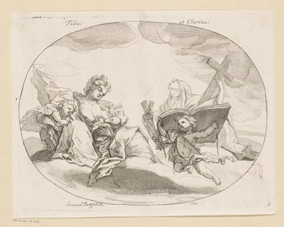 Fides (hit) és Charitas (szeretet) Fides et Charitas (cím a tárgyon) Különféle minták (sorozat címe) Opera Varia Historica, Poetica & Iconologica (sorozat címe) alkotó: Samuel Bottschild