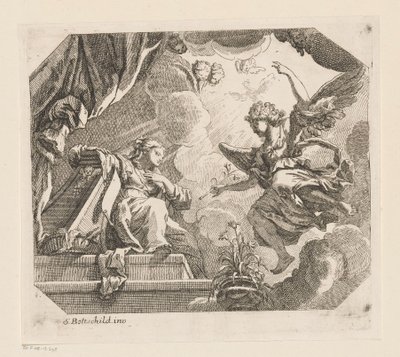 Angyali üdvözlet Máriának Különféle minták (sorozat címe) Opera Varia Historica, Poetica & Iconologica (sorozat címe) alkotó: Samuel Bottschild