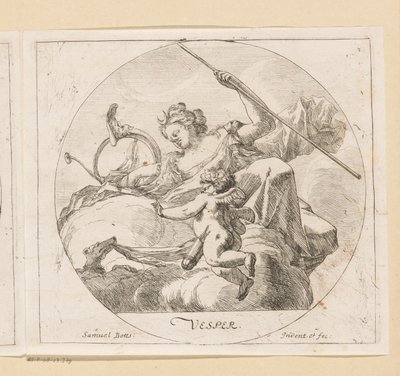 vesperás (este) Vespera (cím a tárgyon) A nap négyszerese (sorozat címe) Különféle minták (sorozat címe) Opera Varia Historica, Poetica & Iconologica (sorozat címe) alkotó: Samuel Bottschild