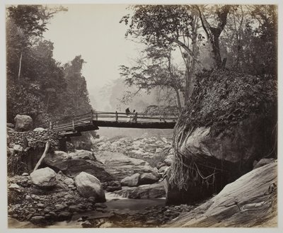 Cím nélkül [gyaloghíd a folyón], c. 1865. alkotó: Samuel Bourne
