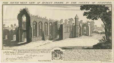 Dudley Priory: metszet alkotó: Samuel Buck
