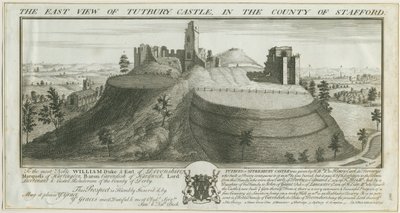 Tutbury kastély – Keleti nézet: metszet alkotó: Samuel Buck