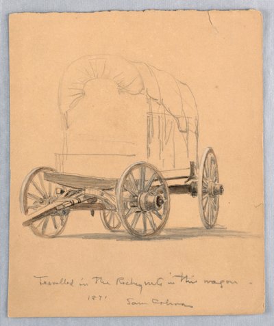 Rajz, Fedett kocsik tanulmánya, 1871 alkotó: Samuel Colman