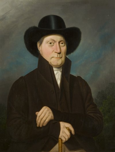 Egy hódkalapos férfi portréja alkotó: Samuel Colman